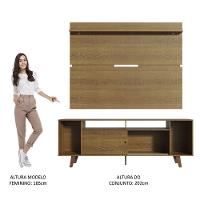 Rack Madesa Cancun com Pés e Painel para Tv Até 65'' Rustic - 7