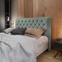 Cabeceira Queen Estofada Ana Classic 160cm Com Botões Veludo Cinza - 1