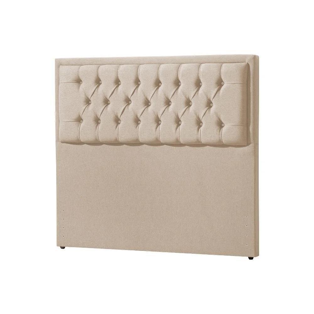 Cabeceira King Estofada Veneza 195cm Design Clássico Linho Bege - 1