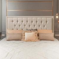 Cabeceira King Estofada Veneza 195cm Design Clássico Linho Bege - 3