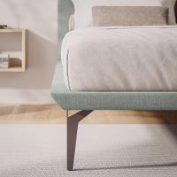 Cama Casal Japonesa Tóquio Bipartida Com Cabeceira Almofadada Linho Cinza - 3