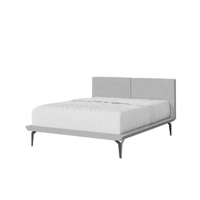 Cama Queen Japonesa Tóquio Com Cabeceira Almofadada Linho Cinza