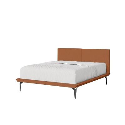 Cama Casal Japonesa Tóquio Bipartida Com Cabeceira Almofadada Linho Telha