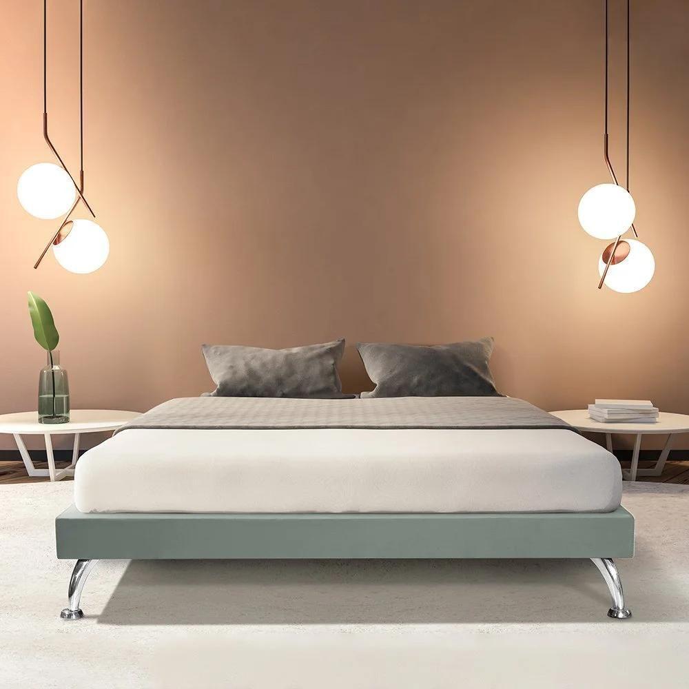 Estrutura Para Cama King Base Japonesa 195cm Veludo Cinza Chumbo - 2