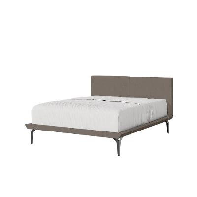 Cama Casal Japonesa Tóquio Com Cabeceira Almofadada Linho Marrom