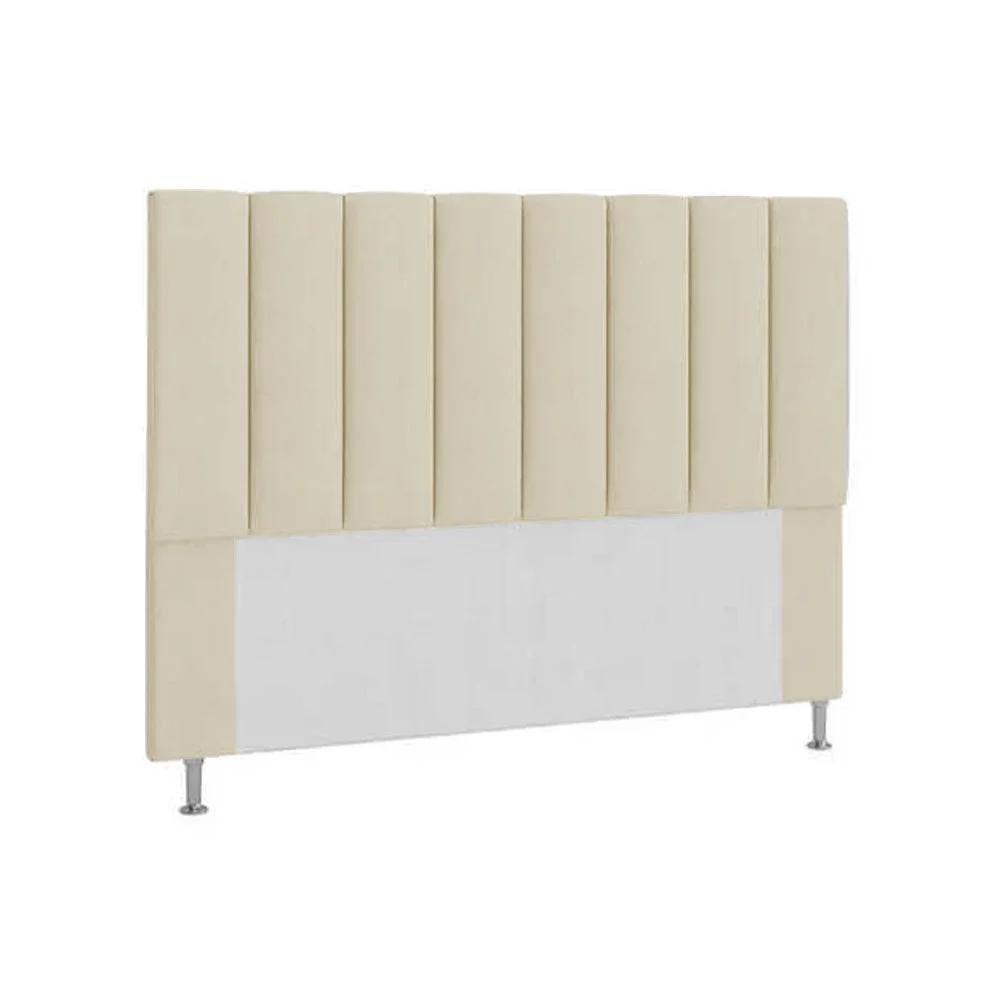 Cabeceira Solteiro Estofada Carla 90cm Em Suede Bege - 2