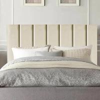 Cabeceira Solteiro Estofada Carla 90cm Em Suede Bege - 1