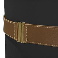 Kit 2 Puffs Decorativos Redondo Old Com Cinto Estofado Veludo Preto - 3