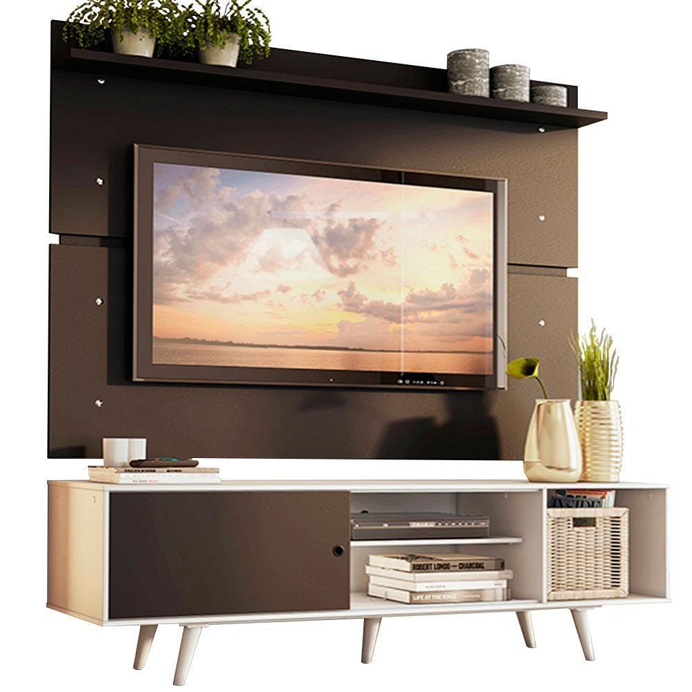 Rack Dubai e Painel Tv até 65" com Pés Branco/preto Madesa - 1