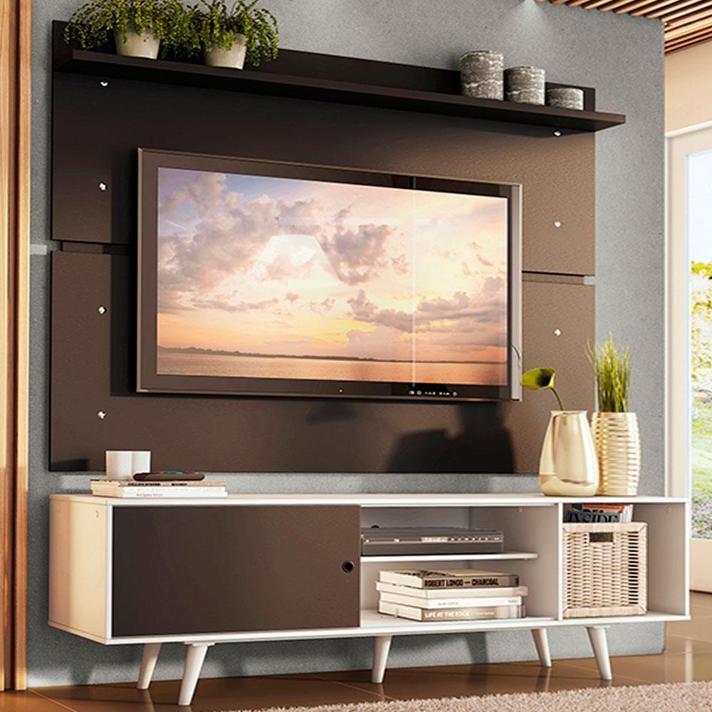 Rack Dubai e Painel Tv até 65" com Pés Branco/preto Madesa - 2