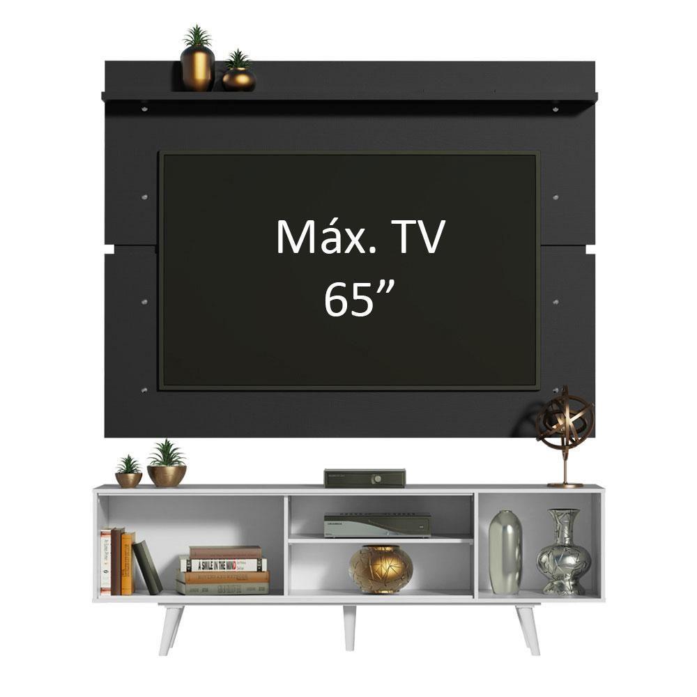 Rack Dubai e Painel Tv até 65" com Pés Branco/preto Madesa - 3