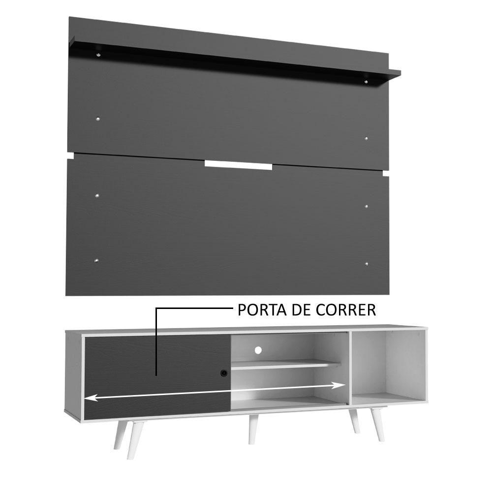 Rack Dubai e Painel Tv até 65" com Pés Branco/preto Madesa - 5