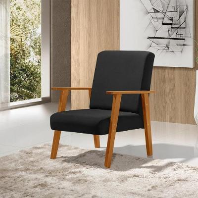 Poltrona Decorativa Juliana Base Madeira Maciça Veludo Preto