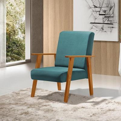 Poltrona Decorativa Juliana Base Madeira Maciça Veludo Azul