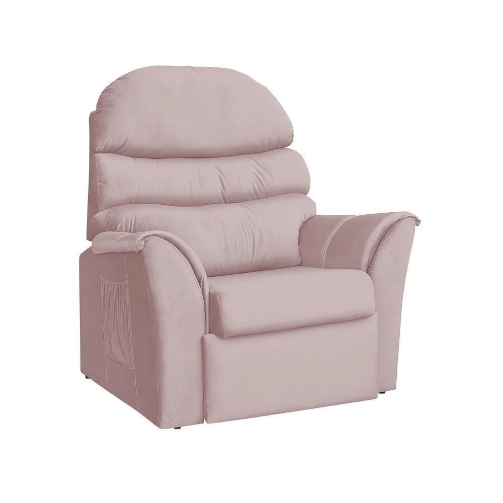 Poltrona Do Papai Reclinável E Retrátil Em Veludo Rosê - 2