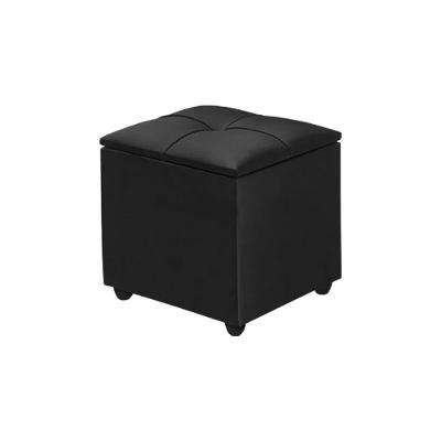 Puff Baú Decorativo Cristal 40x40 Estofado Veludo Preto