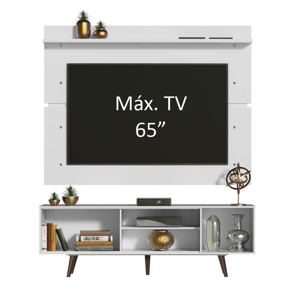 Rack Dubai e Painel Tv até 65" com Pés Branco/rustic Madesa - 2