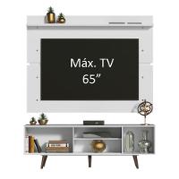 Rack Dubai e Painel Tv até 65" com Pés Branco/rustic Madesa