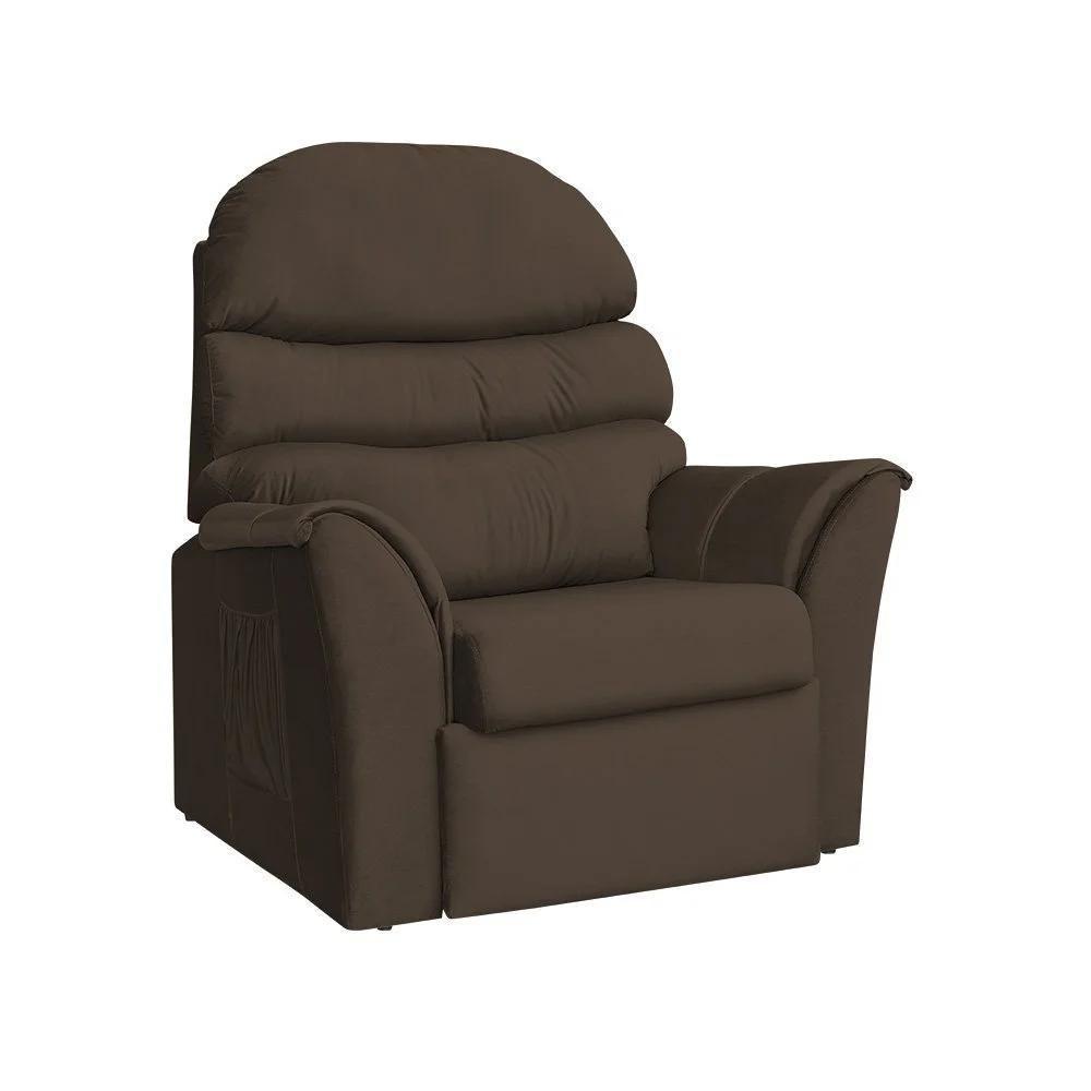 Poltrona Do Papai Reclinável Retrátil - Veludo Marrom - 1