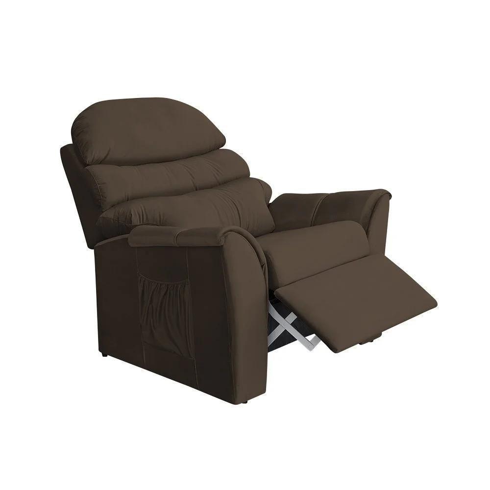 Poltrona Do Papai Reclinável Retrátil - Veludo Marrom - 3