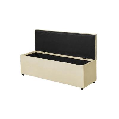 Recamier Baú Liverpool 155cm Para Pés De Cama Veludo Bege