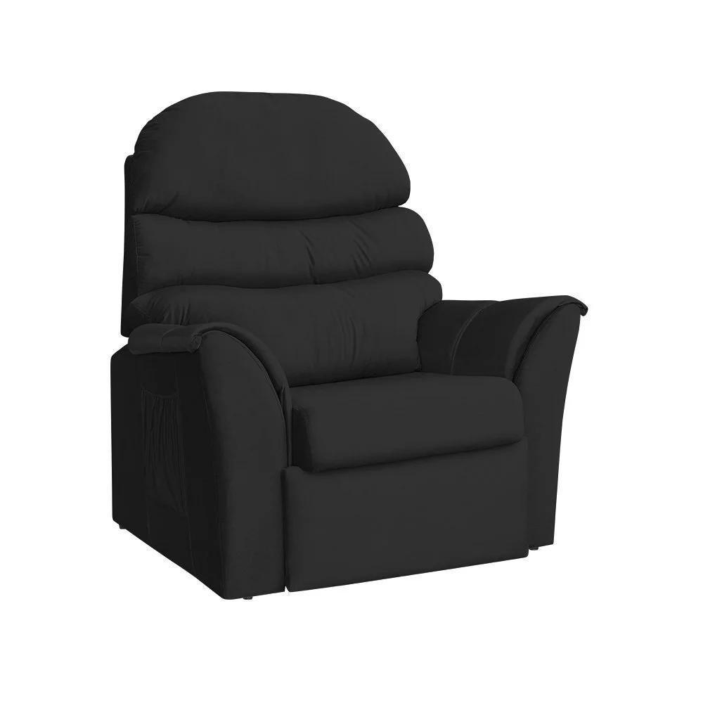 Poltrona Do Papai Reclinável E Retrátil Em Veludo Preto - 1