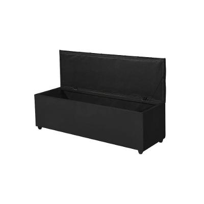 Recamier Baú Liverpool 155cm Para Pés De Cama Veludo Preto