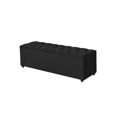 Recamier Baú Liverpool 85cm Compacto Veludo Preto