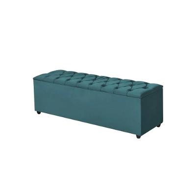 Recamier Baú Liverpool 85cm Compacto Veludo Azul