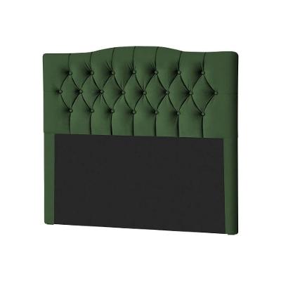 Cabeceira Casal Estofada Lari 140cm Design Tradicional Veludo Verde