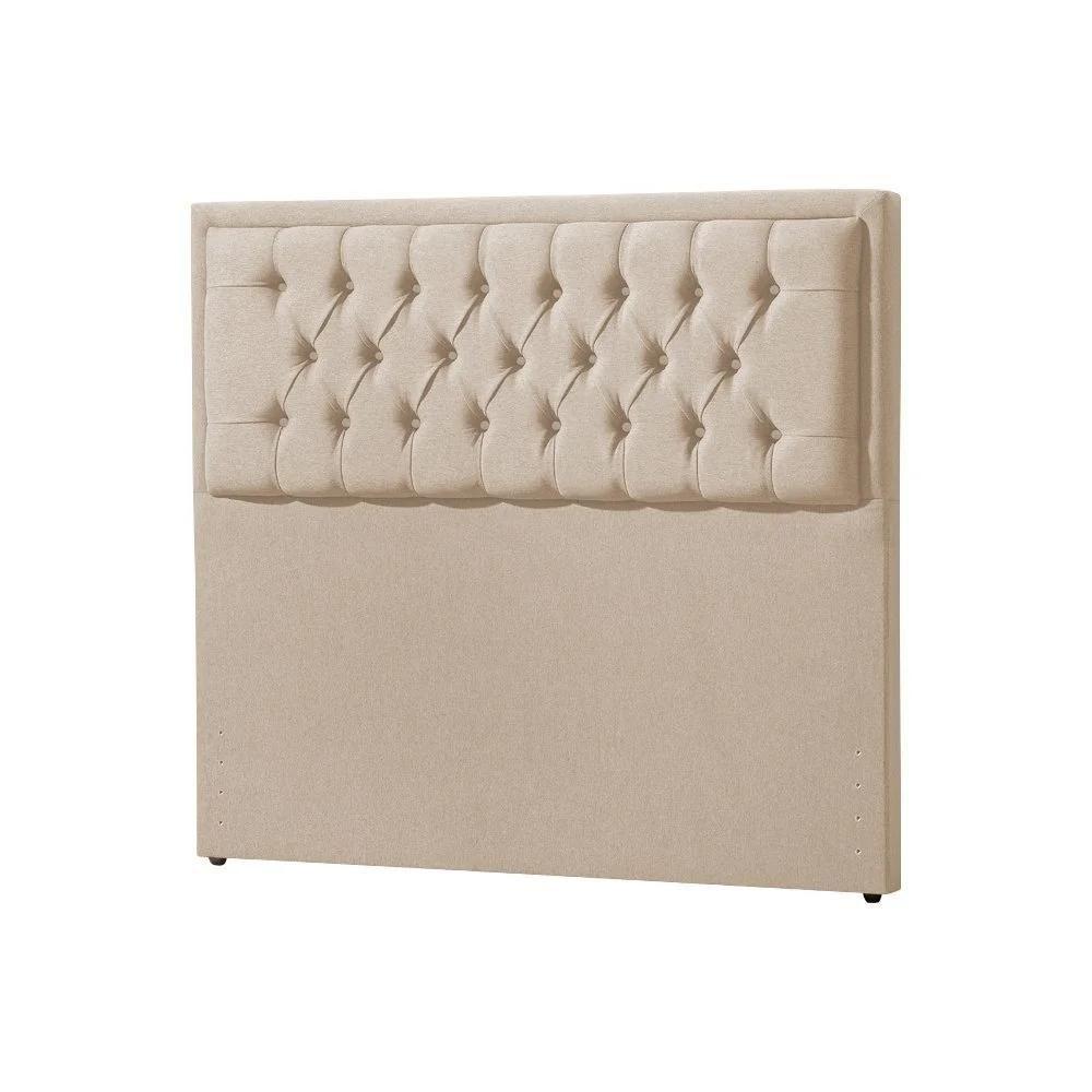 Cabeceira Casal Estofada Veneza 140cm Design Clássico Linho Bege - 2