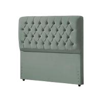 Cabeceira Casal Estofada Ana Classic 140cm Com Botões Veludo Cinza - 2