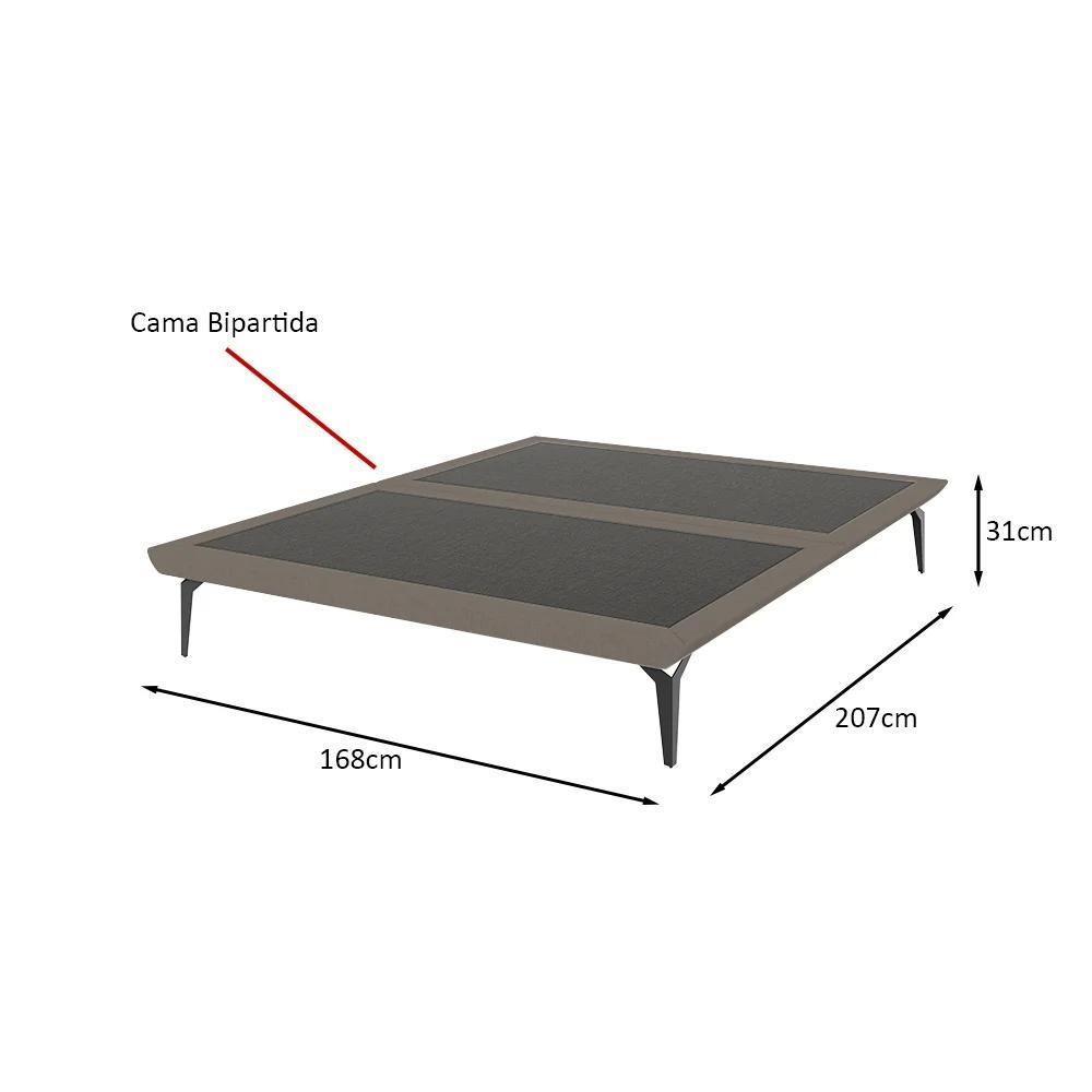 Base Para Cama Queen Japonesa Tóquio Bipartida Linho Marrom - 2
