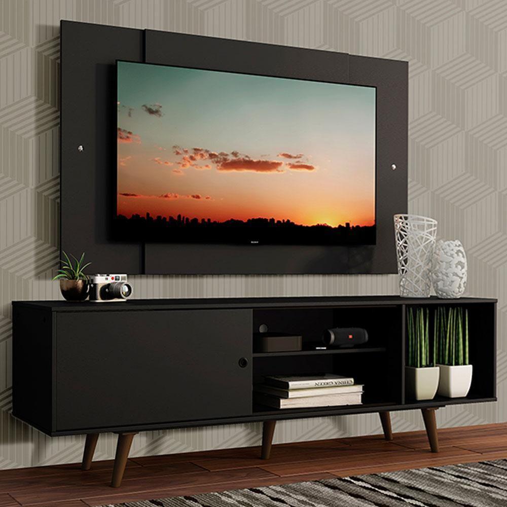 Rack Dubai com Pés e Painel Tv até 58" Preto/rustic Madesa - 2