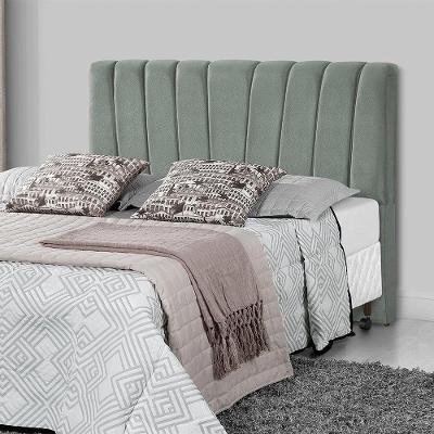 Cabeceira Casal Estofada Americana Premium 140cm Veludo Cinza Chumbo