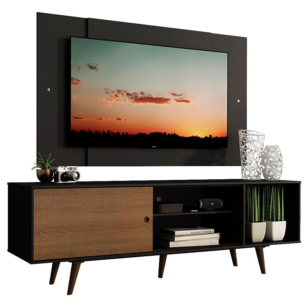 Rack Dubai com Pés e Painel Tv até 58" Preto/rustic Madesa - 1