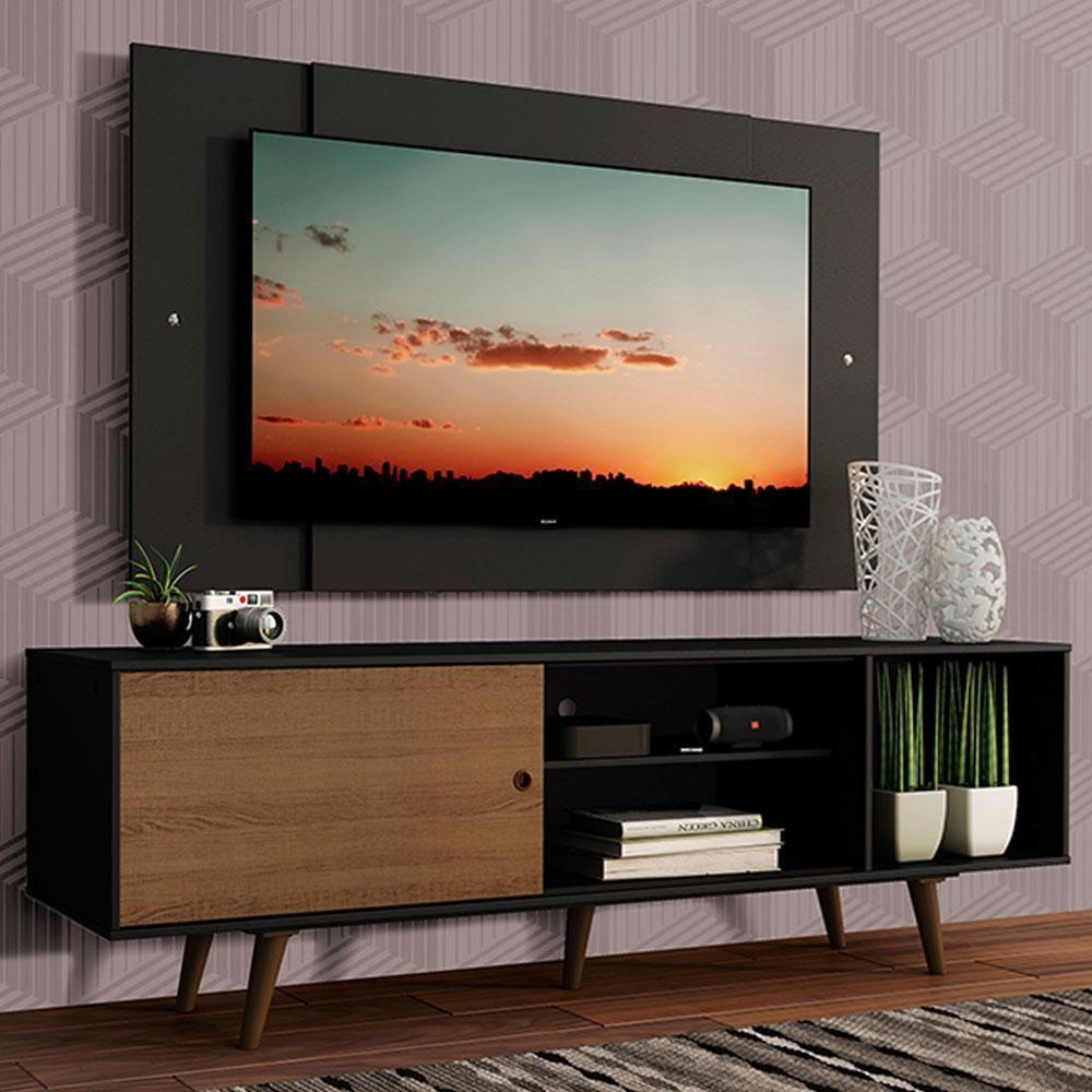 Rack Dubai com Pés e Painel Tv até 58" Preto/rustic Madesa - 2