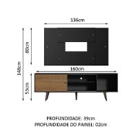 Rack Dubai com Pés e Painel Tv até 58" Preto/rustic Madesa - 6