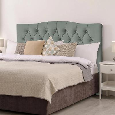 Cabeceira King Estofada Lari 195cm Design Tradicional Veludo Cinza