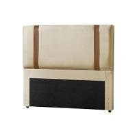 Cabeceira Queen Estofada Zeus 160cm Com Cintos De Couro Veludo Bege - 2