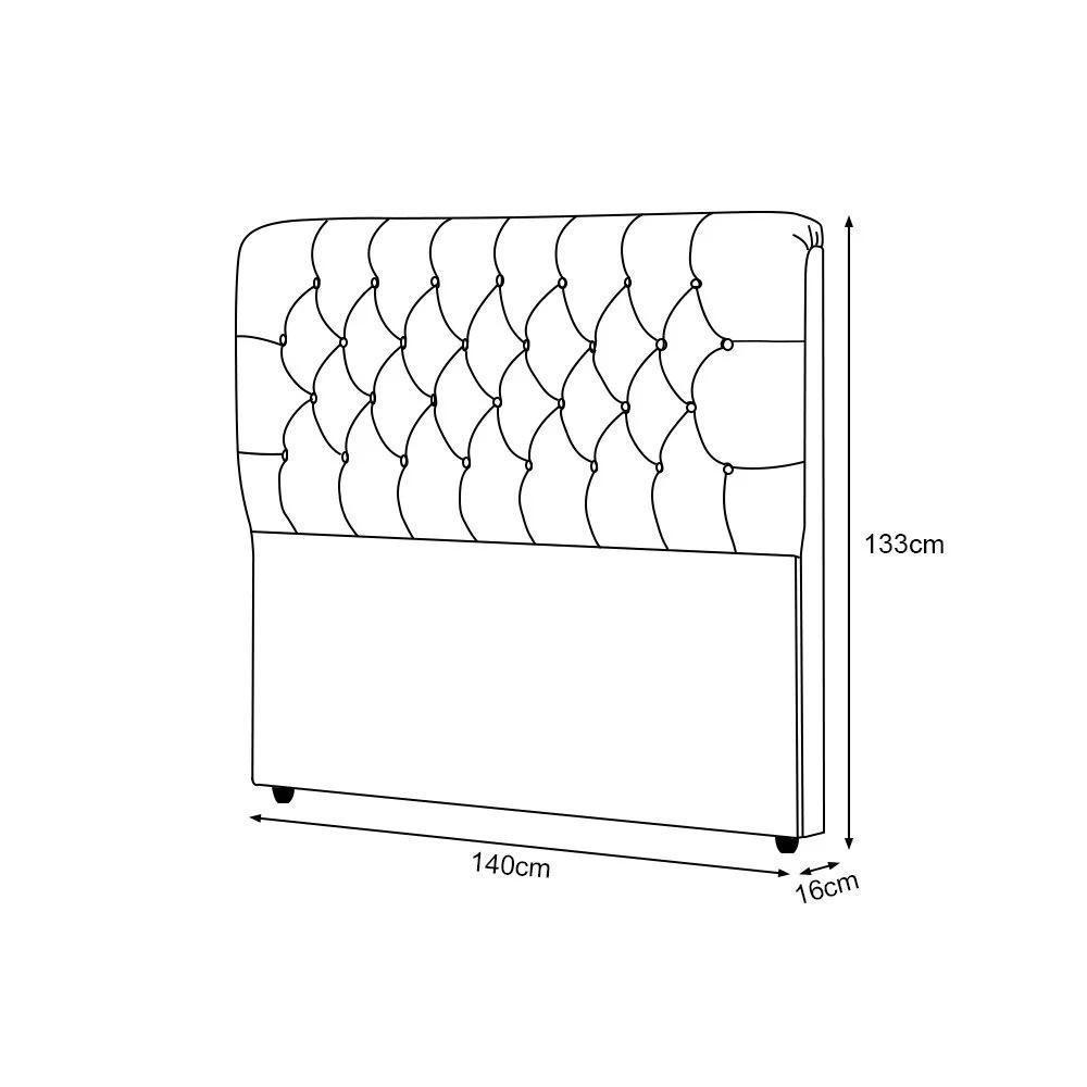Cabeceira Casal Estofada Ana Classic 140cm Com Botões Veludo Preto - 3