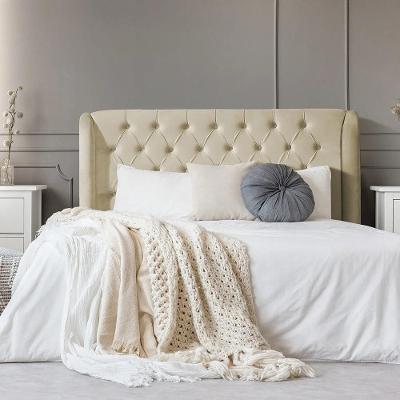 Cabeceira King Estofada Londres 195cm Imponente Veludo Bege