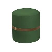 Kit 2 Puffs Decorativos Redondo Old Com Cinto Estofado Veludo Verde - 2