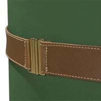 Kit 2 Puffs Decorativos Redondo Old Com Cinto Estofado Veludo Verde - 3