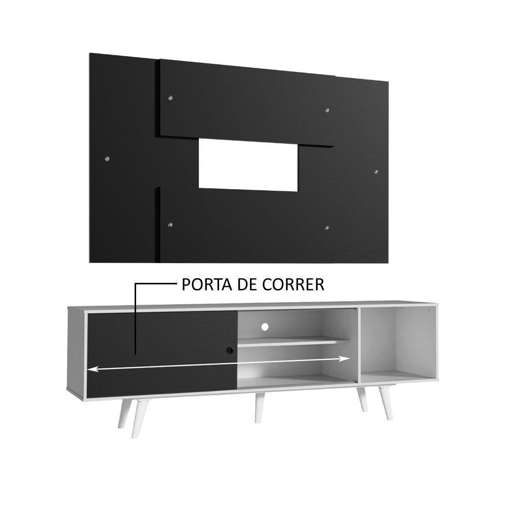 Rack Dubai com Pés e Painel Tv até 58" Branco/preto Madesa - 5