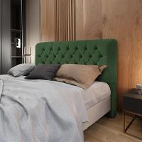 Cabeceira Queen Estofada Ana Classic 160cm Com Botões Veludo Verde - 1