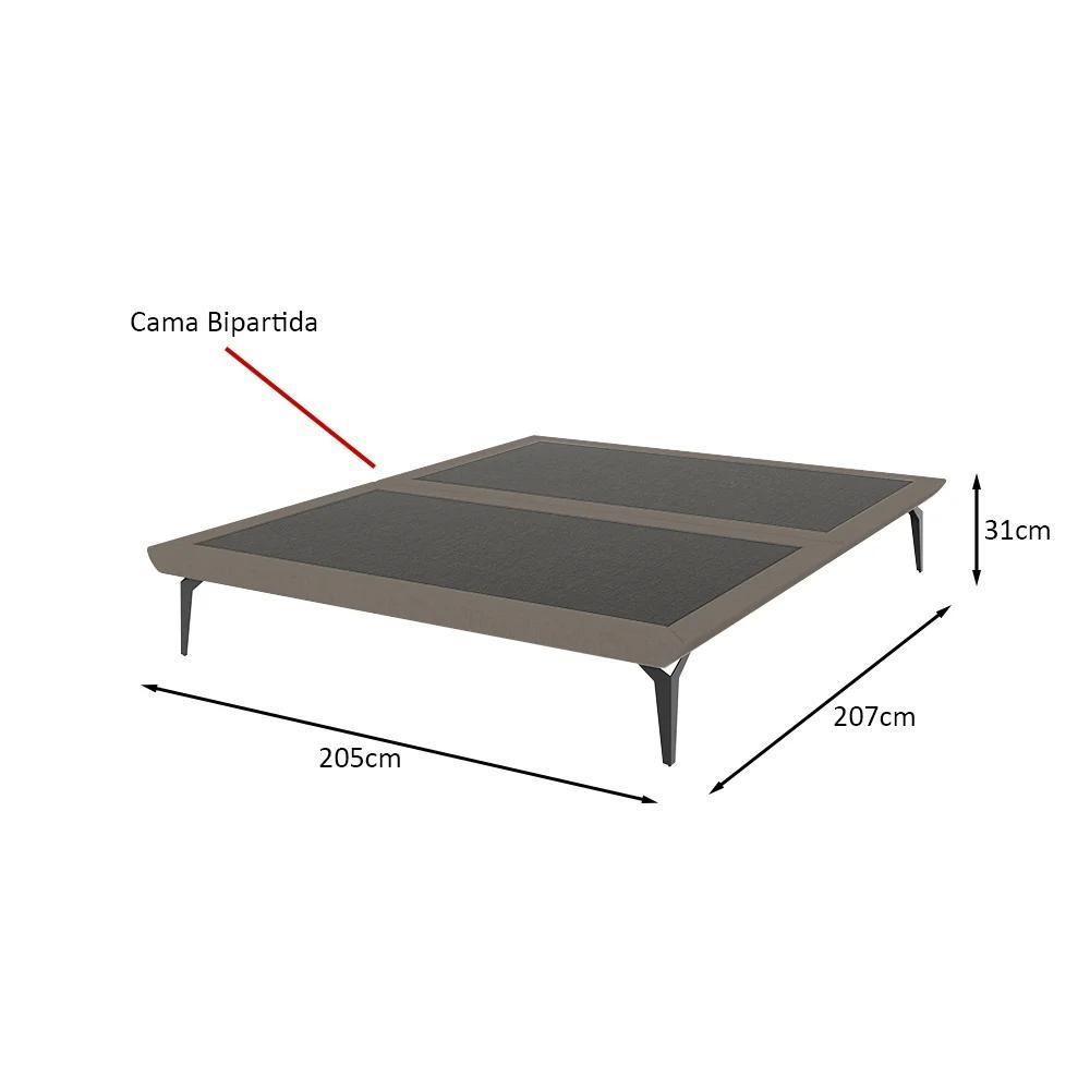 Base Para Cama King Japonesa Tóquio Bipartida Linho Marrom - 2