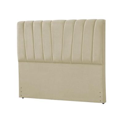 Cabeceira Casal Estofada Americana Premium 140cm Veludo Bege