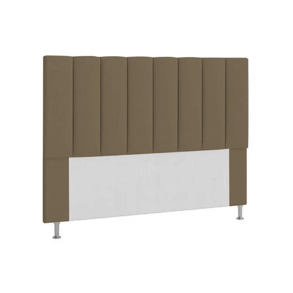 Cabeceira Casal Estofada Carla 140cm Em Suede Marrom - 1