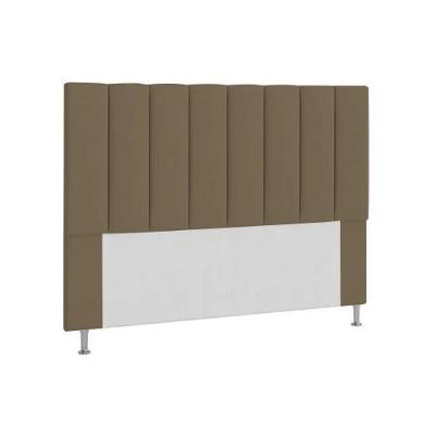 Cabeceira Casal Estofada Carla 140cm Em Suede Marrom